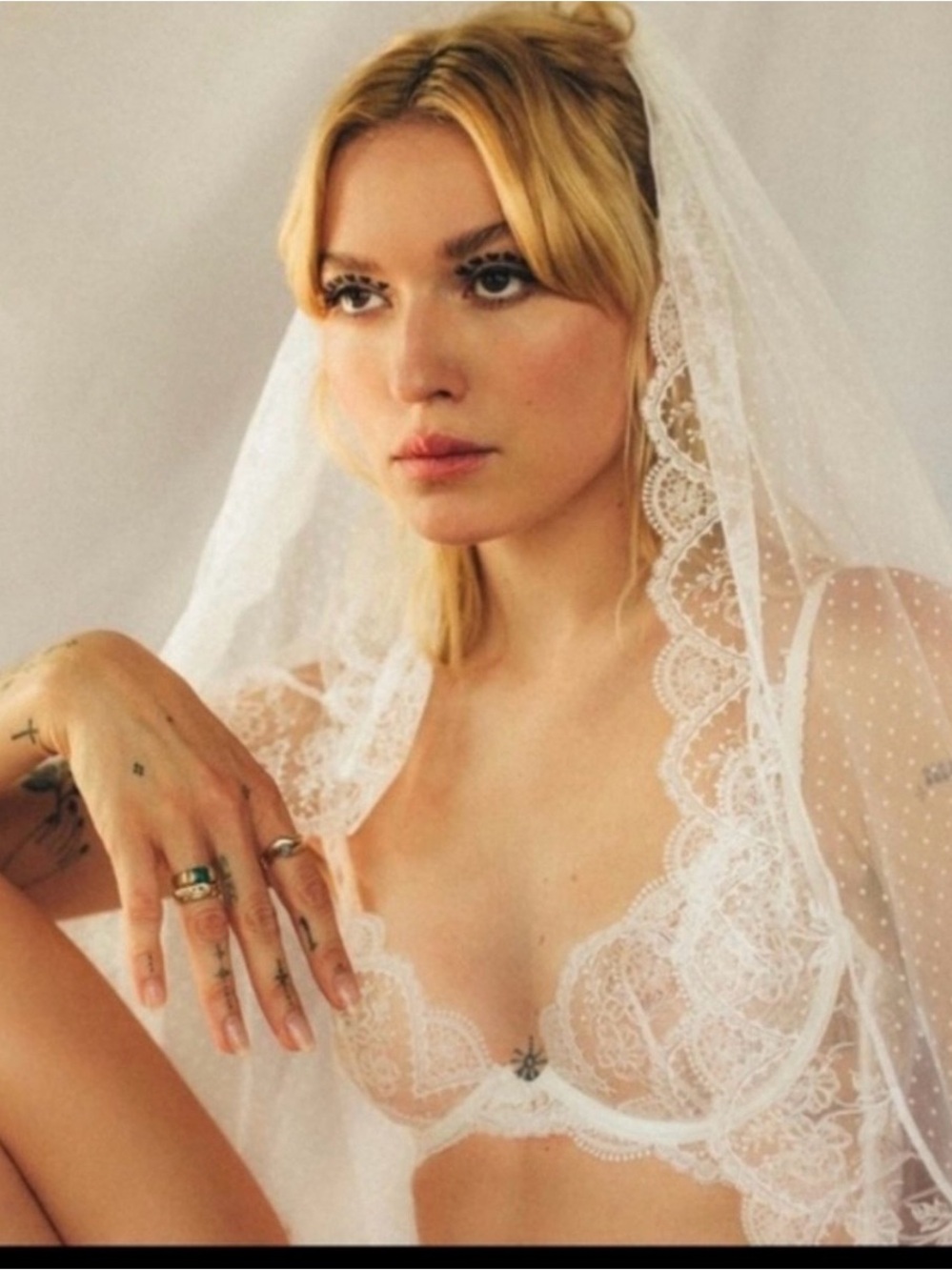 For Love And Lemons White Lace Bridal Veil